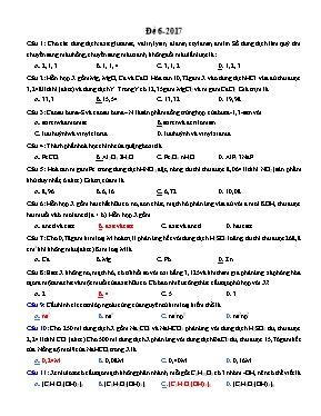 Đề thi thử môn Hóa học năm 2017